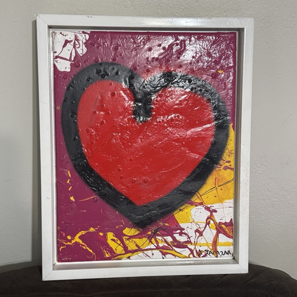 Hearts Of Hope Abstract Layering Canvas Framed Painting Alejandro‎ Rojas Salazar